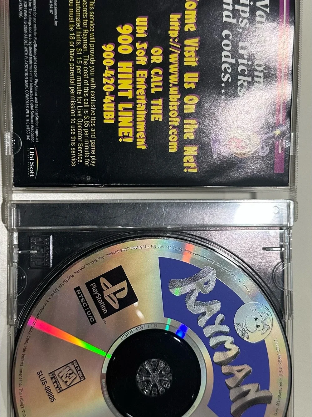 Sony PlayStation Rayman Game — Blue, Purple, Yellow Artwork